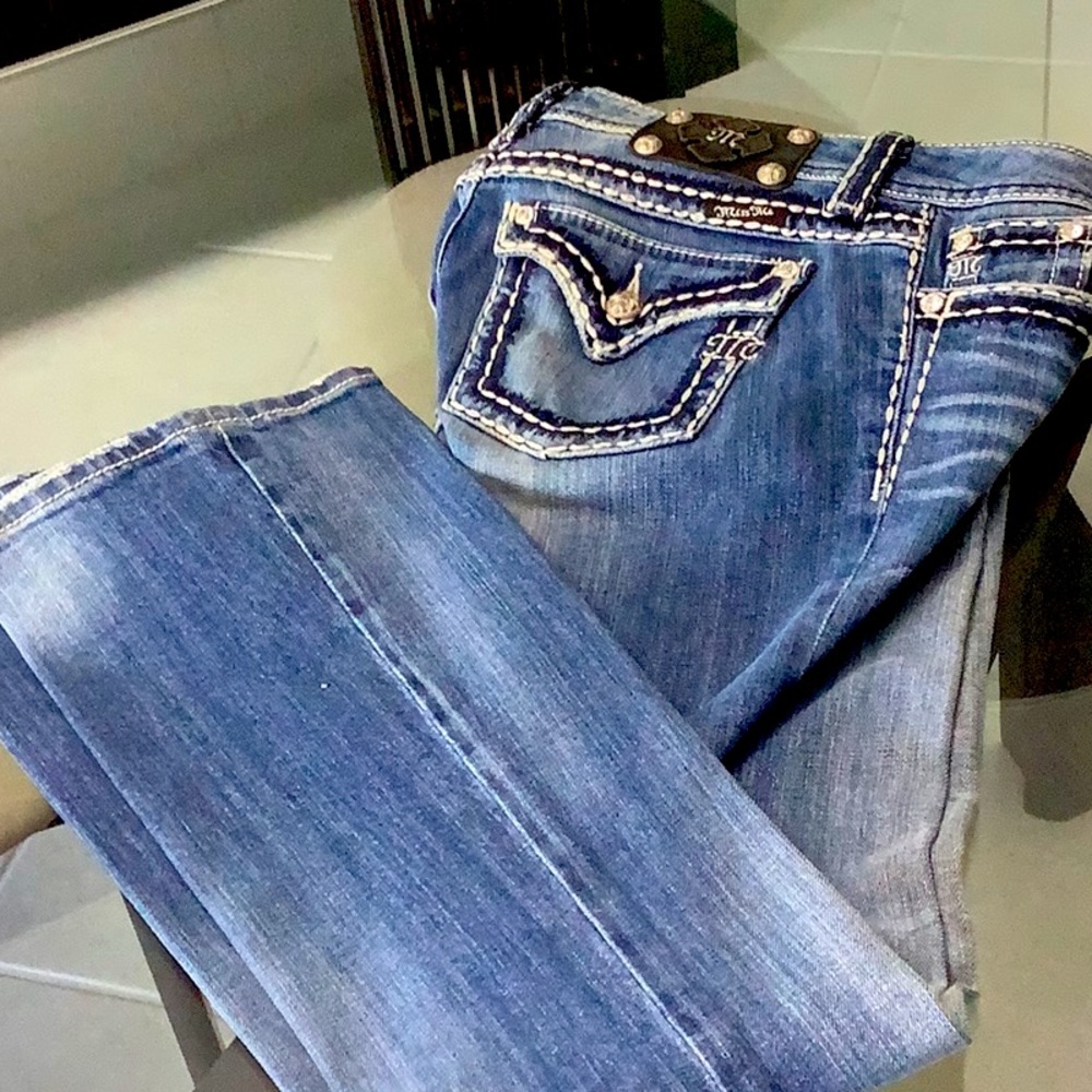 Miss Me boot cut embellished jeans.
